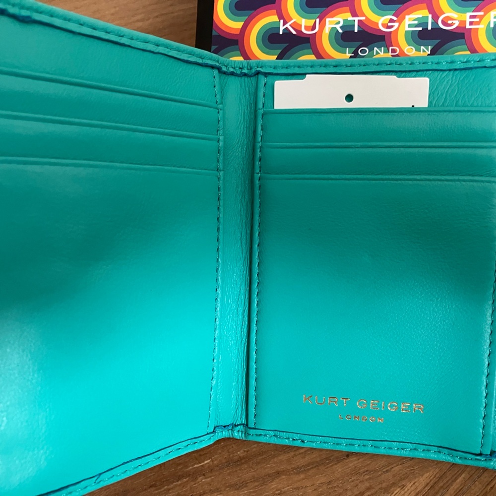 Kurt Geiger London Turquoise Trifold Card Holder - Picture 8 of 11